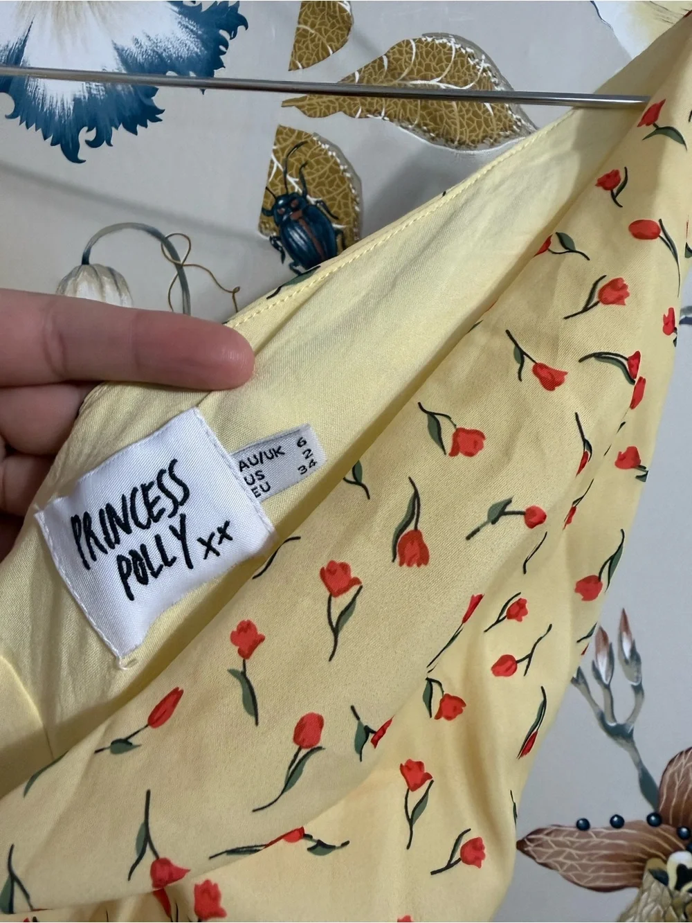 Princess Polly Nellie Maxi Dress Yellow Red Floral Summer Dress Sz 2 - Picture 11 of 11